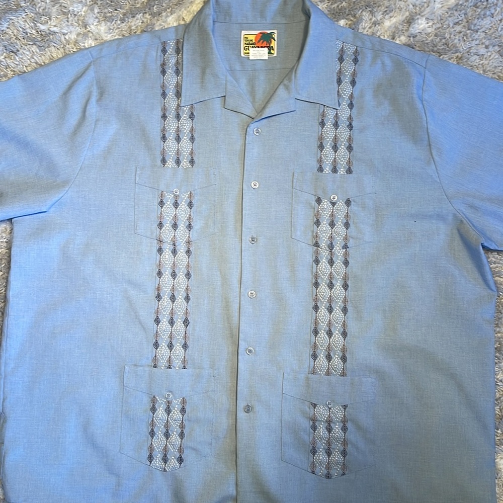 Vintage 80s “The Genuine Haband Guayabera” Buttondown Short Sleeve Shirt